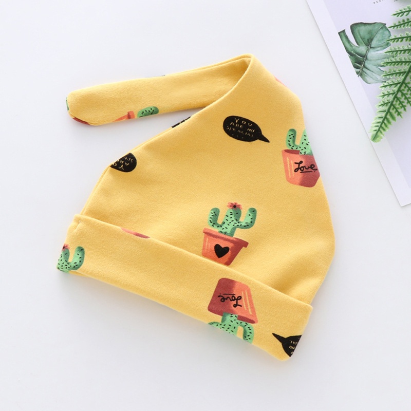 Mũ Beanie Cotton Thắt Nút Cho Bé Trai Sơ Sinh 0-6 Tháng Tuổi