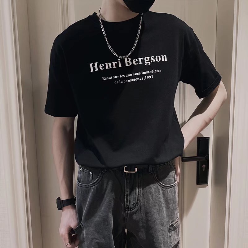 Áo Thun Tay Ngắn Cổ Tròn In Chữ Đơn Giản Thời Trang Phong Cách Hàn Quốc Cho Nam Và Nữ Simple Fashion bigsize áo thun nam form rộng