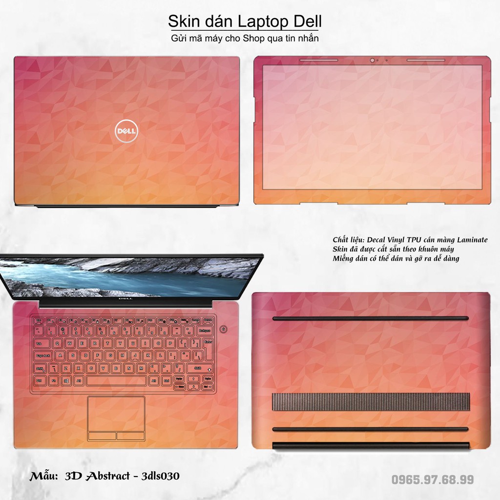 Skin dán Laptop Dell in hình 3D Color (inbox mã máy cho Shop)