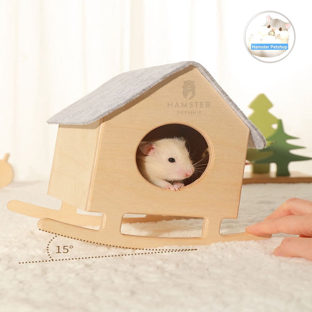 Nhà ngủ gỗ chân võng tuần lộc (bập bênh) cho hamster, sóc