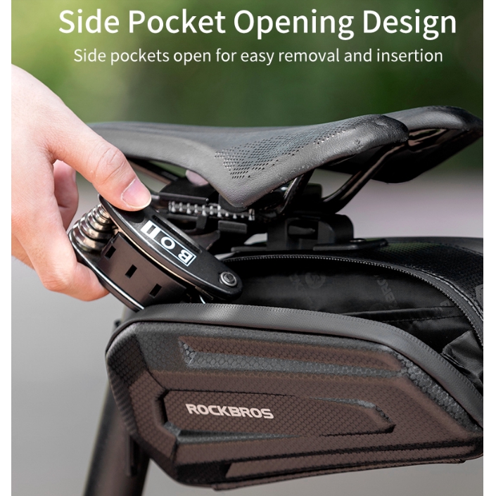 ROCKBROS1.7L Bicycle Bag Waterproof Rear Large Capatity Quick Release Seatpost Shockproof Double Zipper Rear Bag
