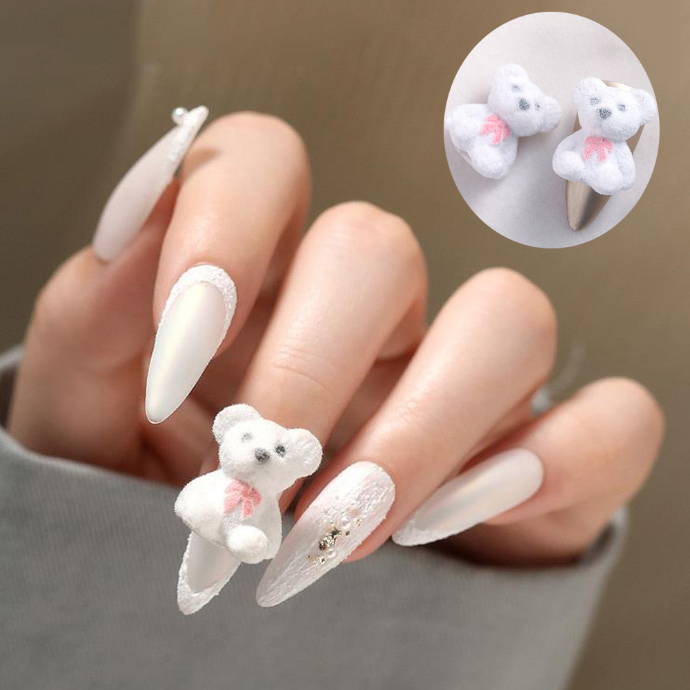 Gấu Lông Nhung Phụ Kiện Trang Trí Móng Tay 3d Thời Trang