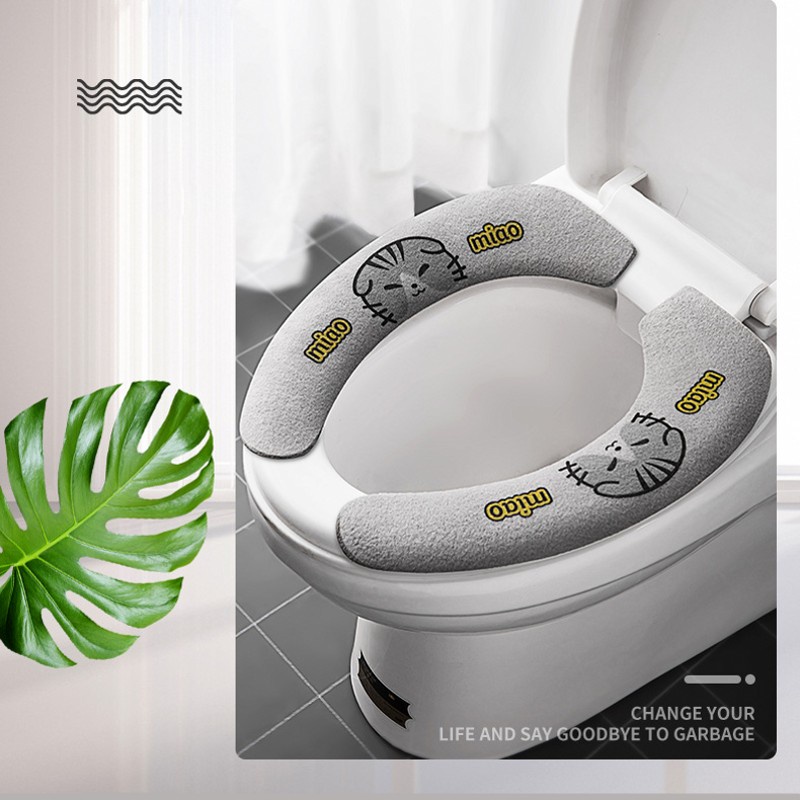 1 Cặp Miếng Lót Bồn Cầu Mềm Mại Kiểu Hoạt Hình Dễ Thương DIY