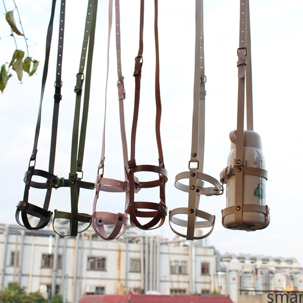 Dây đeo bình sữa giữ nhiệt bằng da đơn giản có thể điều chỉnh nhiều màu sắc
