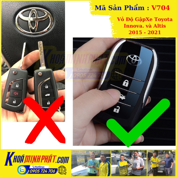 Vỏ Độ Chìa khoá xe Toyota Fortuner, Innova, Corolla Altis V704