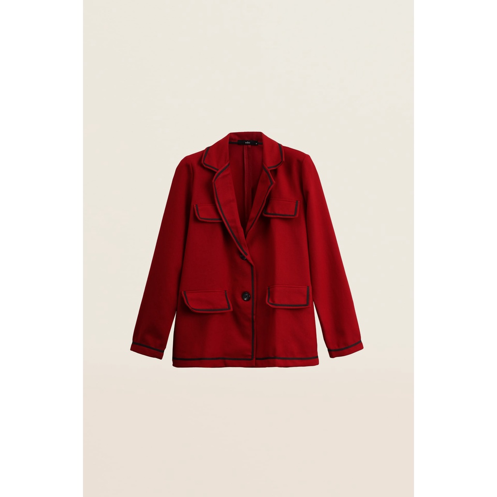 Áo Blazer 2 Túi Màu Đỏ Viền Đen EDINI - A1202
