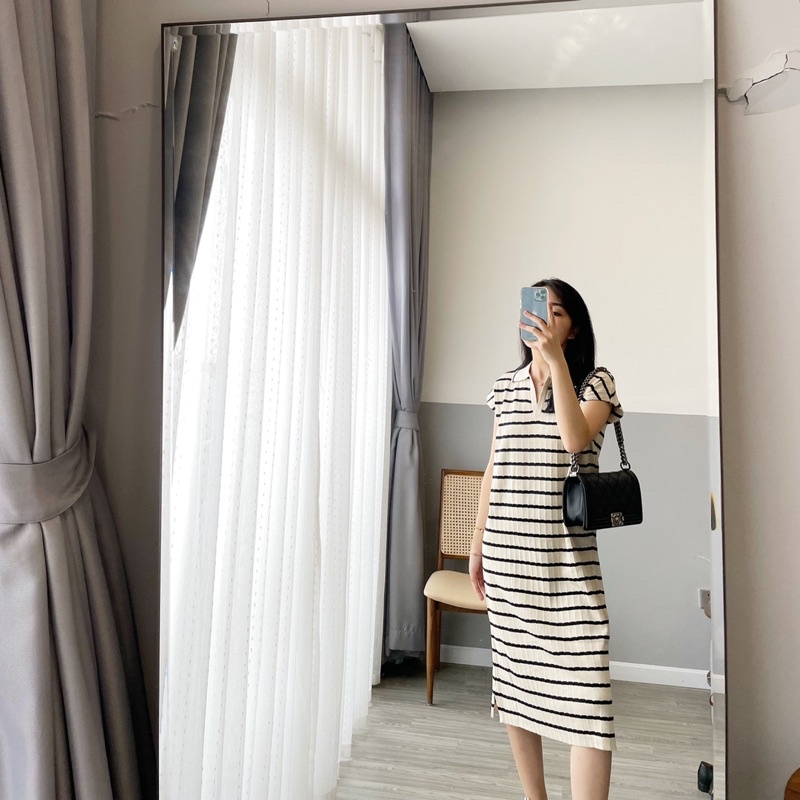 VÁY KẺ CỔ POLO BE