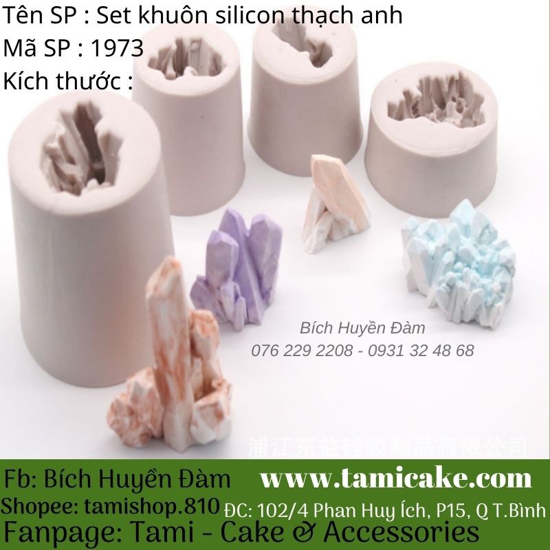 Set khuôn silicon rau câu 4D đá thạch anh 1973