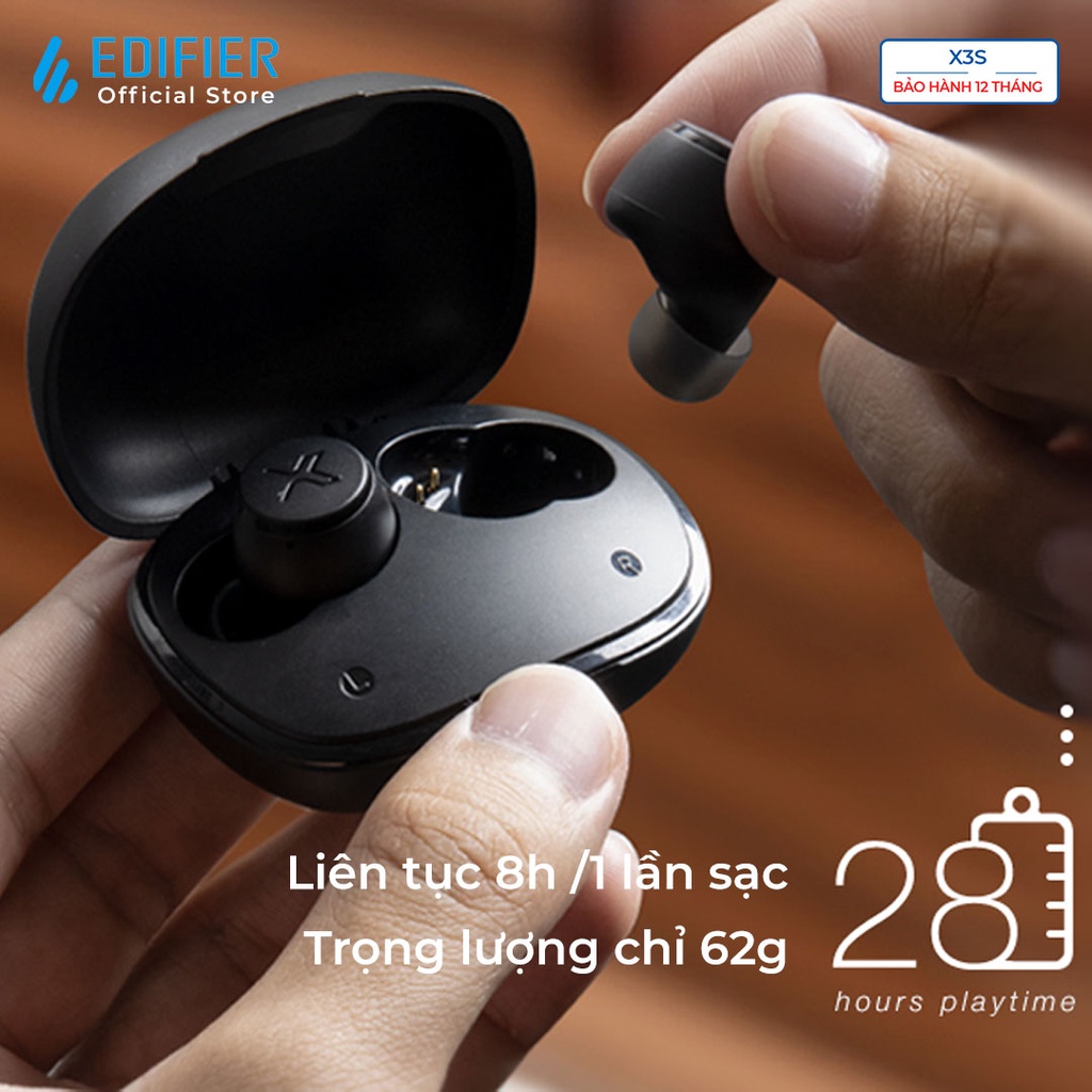 Tai nghe Bluetooth 5.2 EDIFIER X3s Chip Qualcomm APTX Khử ồn đàm thoại Thời lượng pin 28 giờ Chơi game Hàng chính hãng