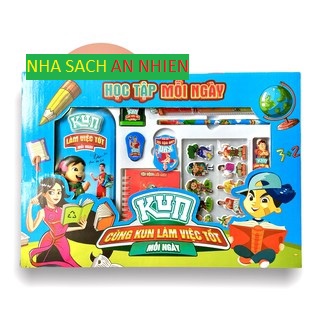 Bộ đồ dùng học tập Kun set 9 món - Hộp bút Kun hàng khuyến mãi sữa Kun