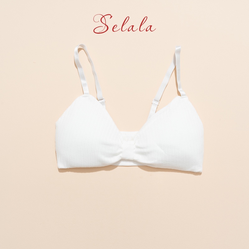 Áo Bra Cotton Selala Không Gọng Đệm Mỏng Thắt Nơ 2 Dây BR04
