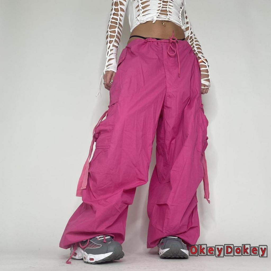Quần Jogger Dáng Baggy Eo Thấp Phối Dây Rút Phong Cách Hip Hop Cá Tính Cho Nữ
