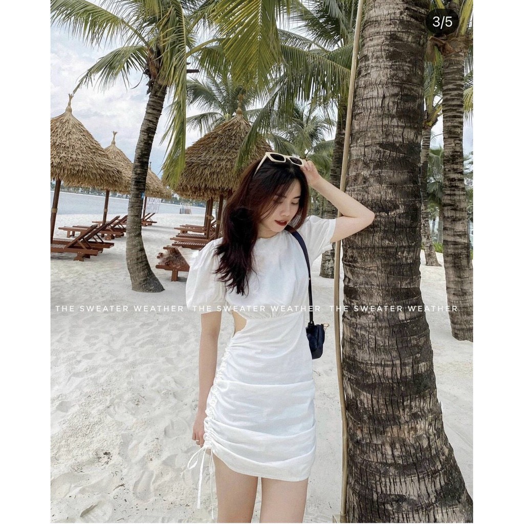 Đầm Body Midi Đuôi Cá Tay Búp Màu Trắng 🦋FREESHIP🦋 Váy Trắng Dáng Body Đuôi Cá Linh Trần Store  ྇