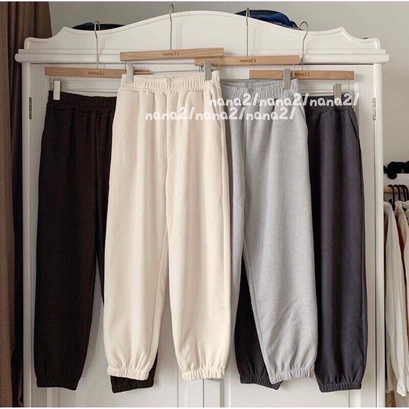 Quần jogger bo gấu nỉ nhung tăm mịn/ Quần boom trơn nỉ tăm dày dặn [Ảnh thật/Sẵn]
