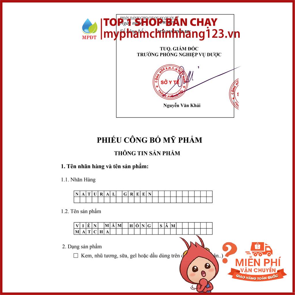 400gr viên mầm sắc màu hồng sâm matcha tăng vòng 1, đẹp da, tăng sinh lý nữ có giấy chứng nhận ATTP