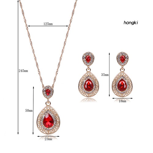 Bộ vòng cổ + Bông Tai Hình Oval Đính Đá Sang Trọng