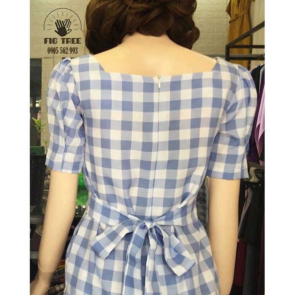 Combo Sơ Mi Váy Gia Đình FIGTREE Caro Xanh Mã 133A Siêu Yêu Thương