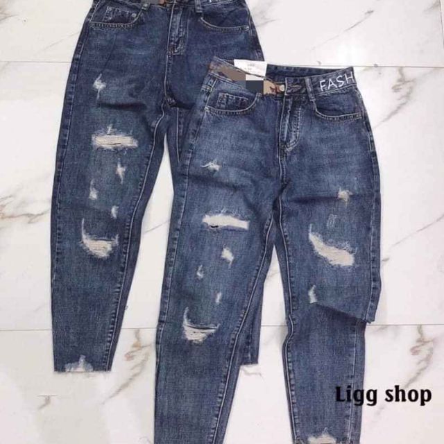 Quần jeans boy rách cạp thêu fashion