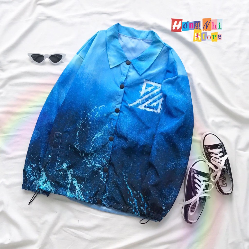 Áo Khoác Dù 3D Lửa Z Nút Bóp Dáng Rộng Unisex - Khoác Dù In Hình Nút Gài Dây Rút Dáng Dài - MM