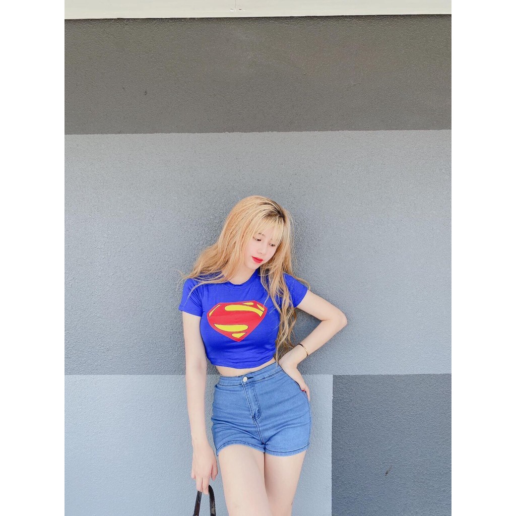 áo croptop in hình mặt tam giác siêu nhân cực xinh tươi