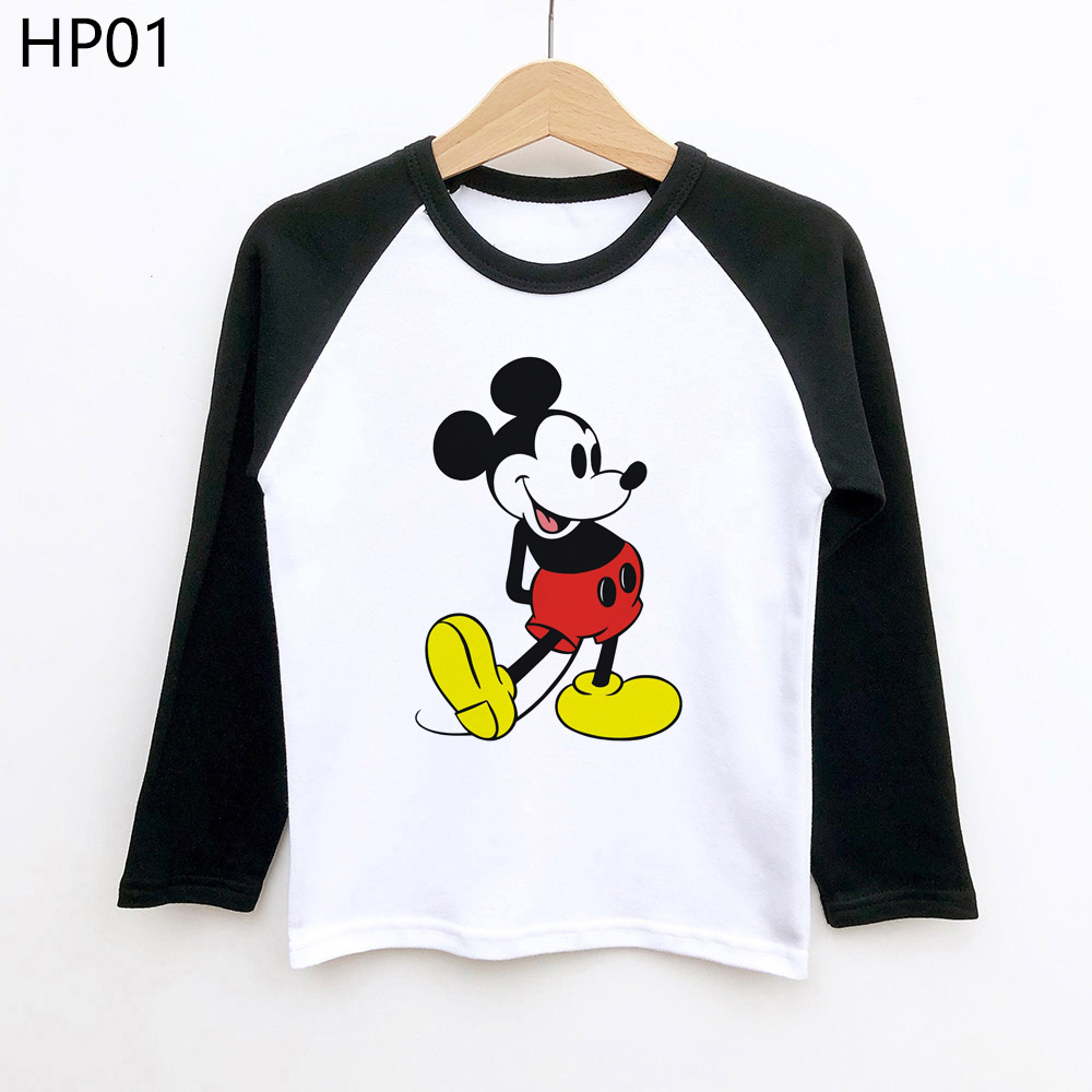 ❀ 2 Màu MICKEY Hoạt Hình In Hình Trẻ Em Đồ Họa Áo Thun Tay Dài Quần Áo Thời Trang Cho Bé Trai Bé Gái
