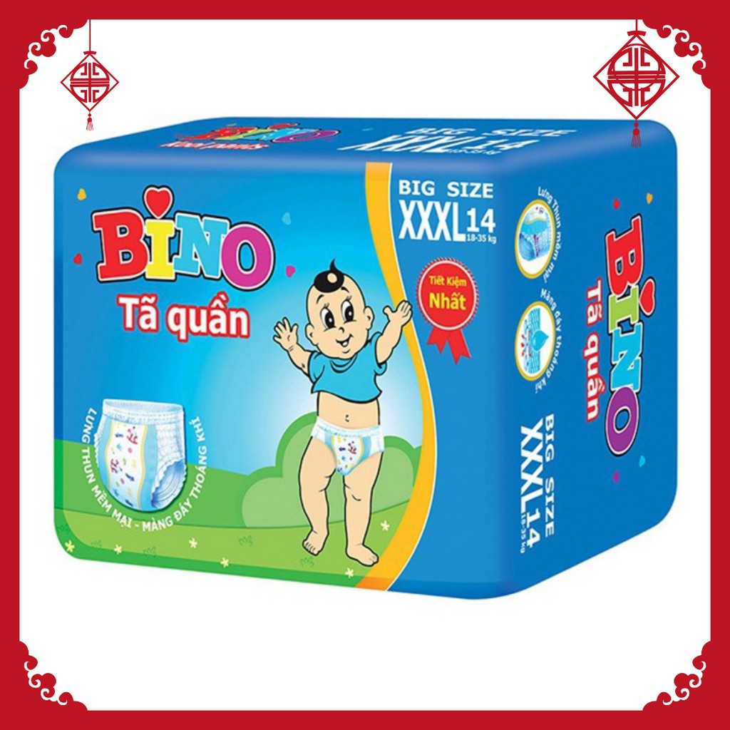 Combo 4 gói Tã Quần BINO XXXL 14 miếng dành cho bé 18-35 kg