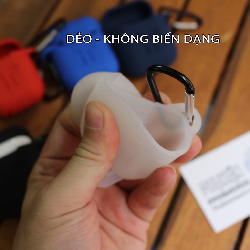 Túi Silicon Cho tai nghe AirPods kèm móc - Xanh Lính