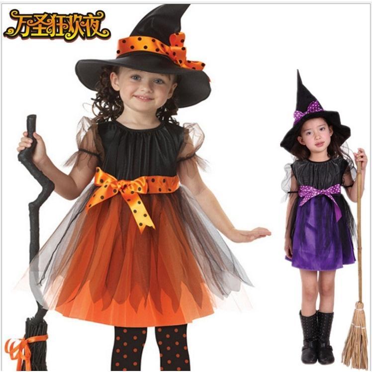 Bộ Đồ Hóa Trang Phù Thủy Màu Tím Xinh Xắn Cho Bé Gái Dịp Halloween