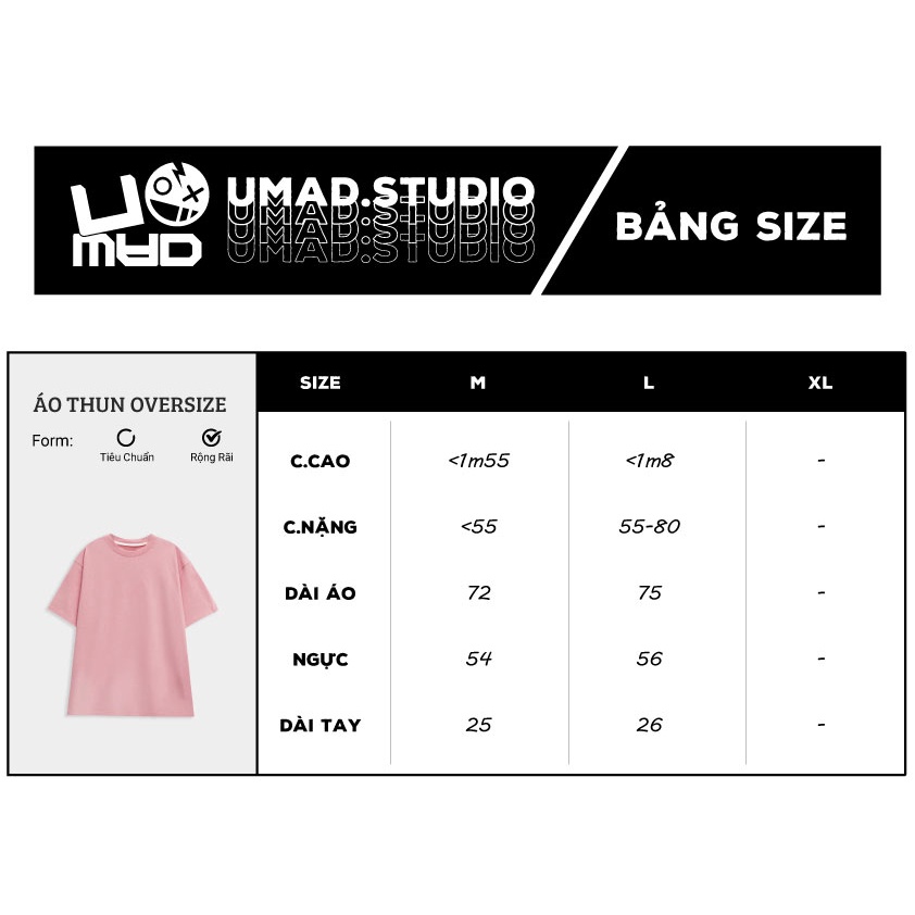 Áo thun UMAD tay lỡ mẫu MIKEBEAR form rộng Unisex Cổ tròn Oversize chất liệu Cotton nhiều màu phong cách Hàn Quốc