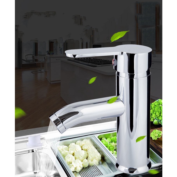 Vòi chậu rửa mặt lavabo nóng lạnh SNL18 tặng đôi dây cấp inox