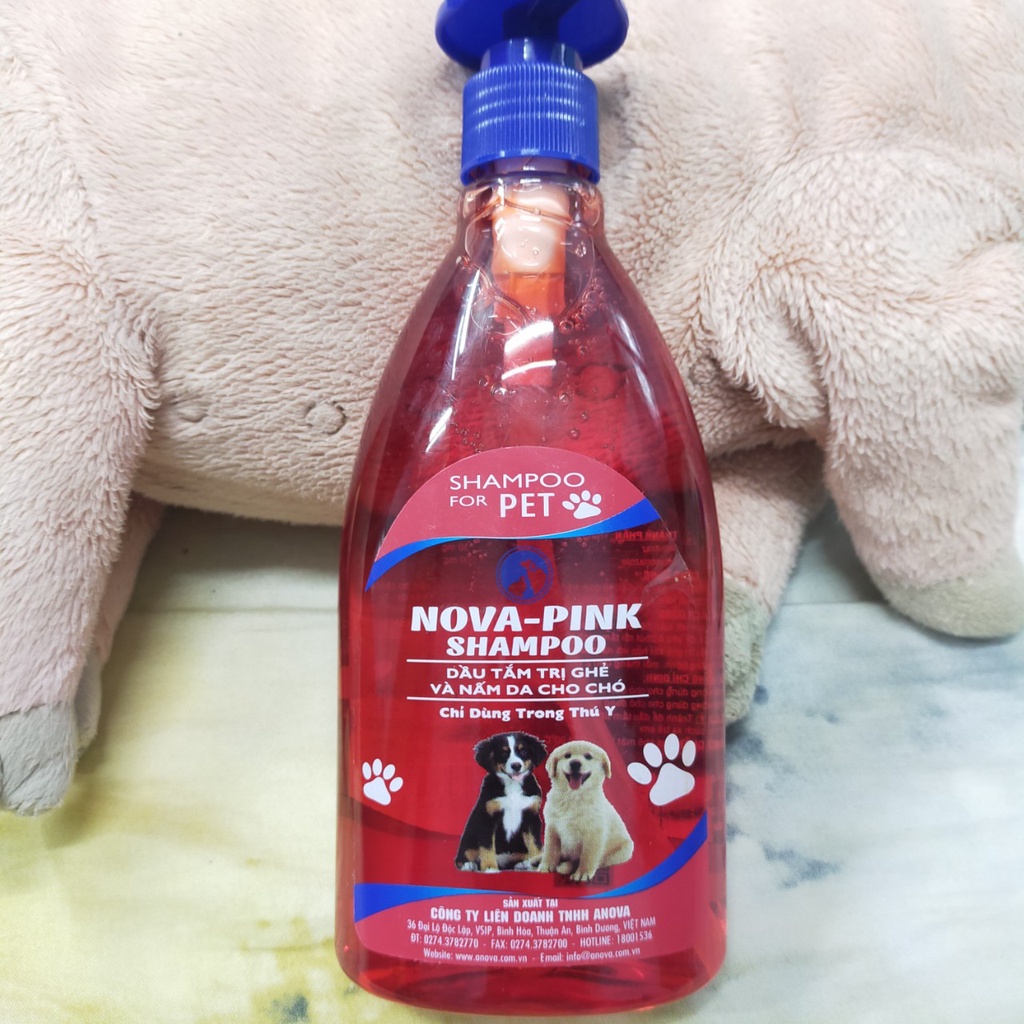 DẦU TẮM TRỊ XÀ-MÂU, GHẺ VÀ NẤM DA CHO CHÓ NOVA-PINK SHAMPOO