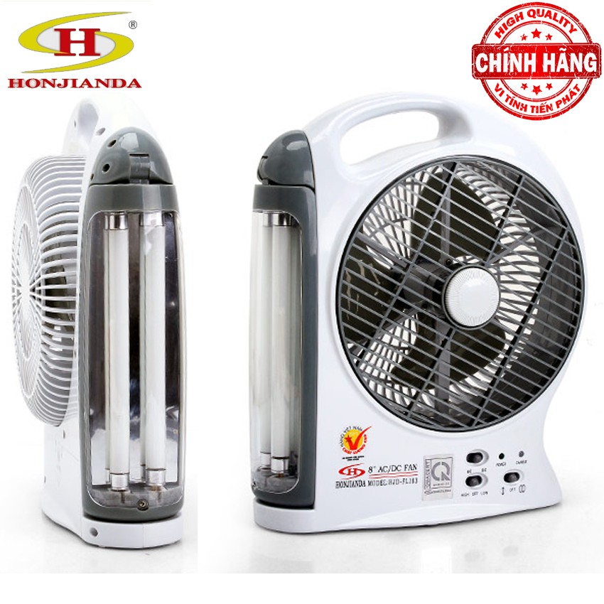 [Mã ELMS4 giảm 7% đơn 500K] Quạt Sạc và Đèn Sạc Dự Phòng Honjianda HJD-FL103 nguồn AC/DC - Loại 1 bình sạc