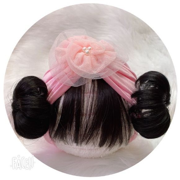 Turban gắn tóc giả cho bé