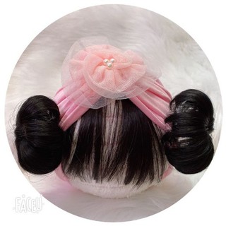 Turban gắn tóc giả cho bé