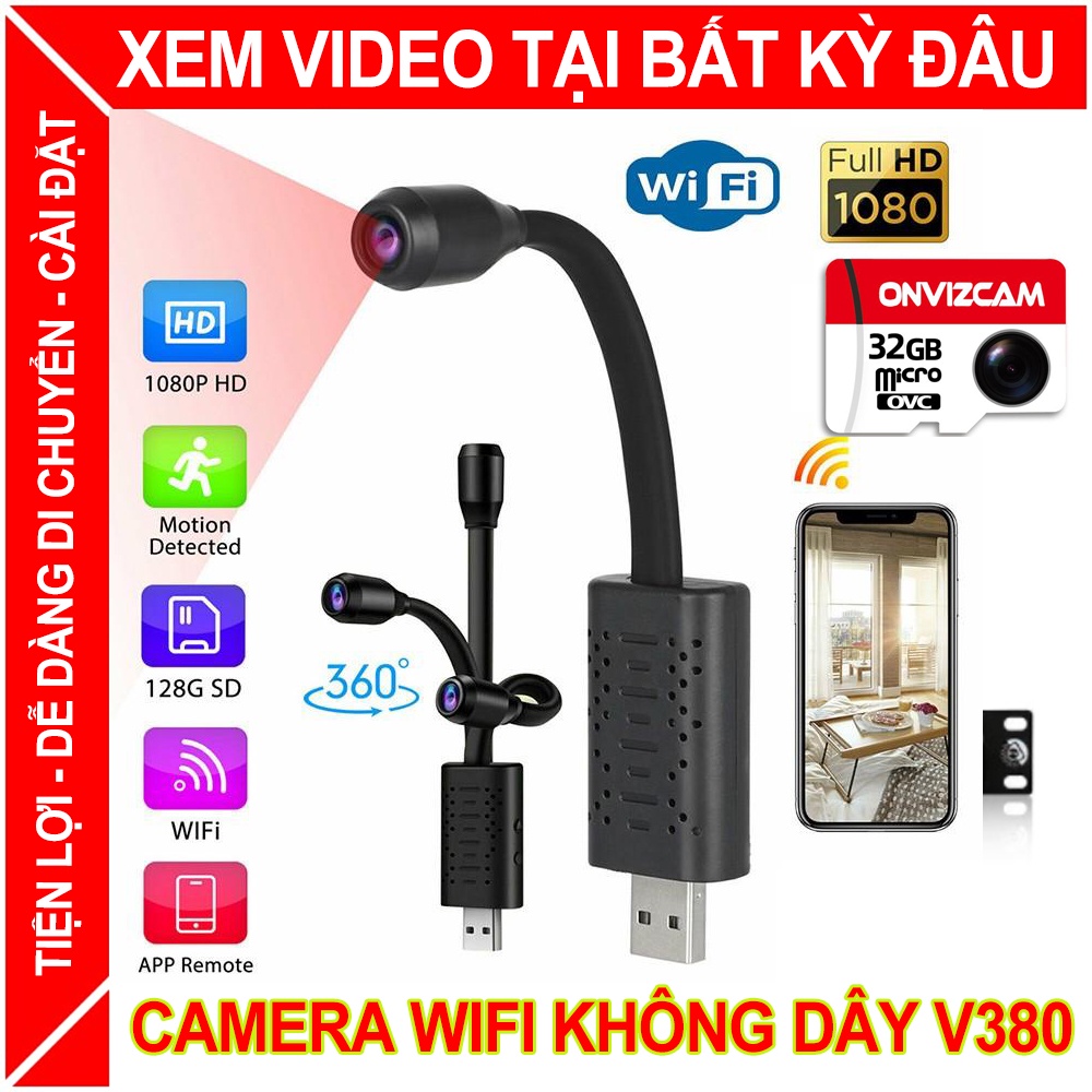 [GIAO NGAY ] Camera giám sát V380 Pro treo tường siêu nét cao cấp- camera cắm cổng USB-U21  Hàng xịn