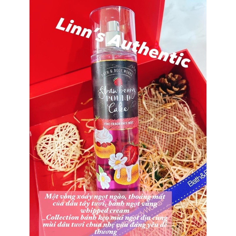 Auth_ STRAWBERRY POUND CAKE |SWEET PETAL POUND CAKE | ICED LEMOND POUNDCAKE _Full Size XỊT THƠM DUỠNG THỂ BODY MIST l