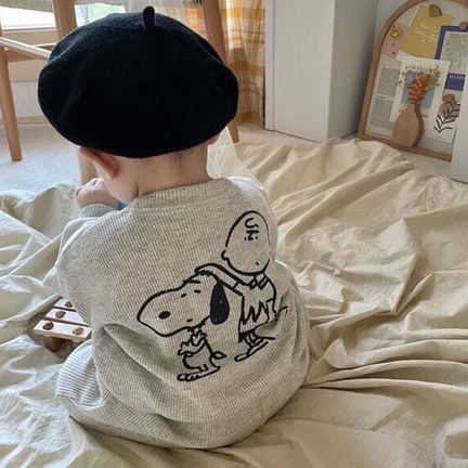 Bộ quần áo thu đông cho bé trai, bé gái Set quần áo dài len tăm họa tiết hoạt hình dễ thương cho bé từ 8 đến 20 kg