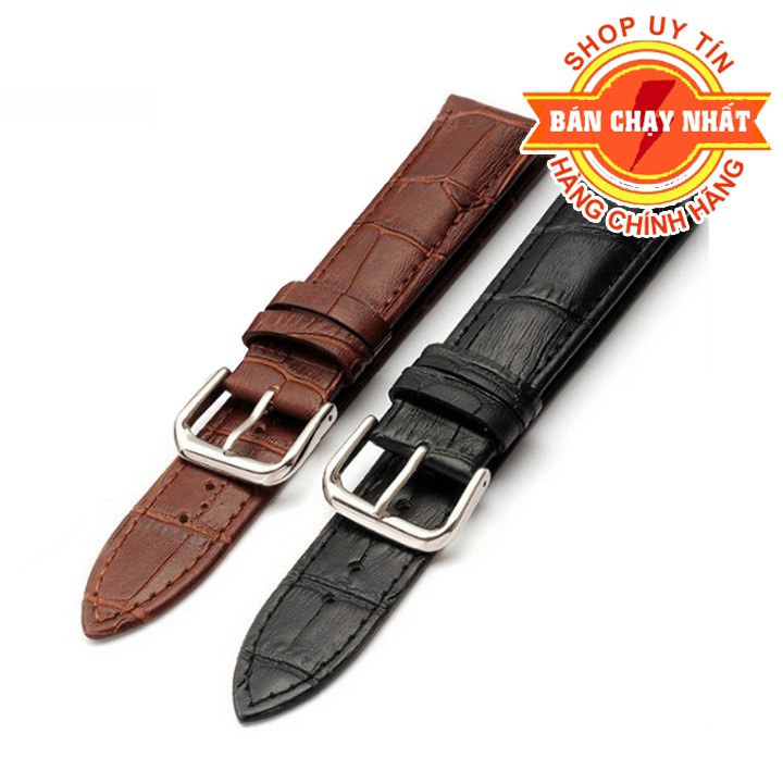 Dây đồng hồ da khóa vàng hiệu TimeKing bền đẹp Full 2 MÀU NÂU, ĐEN cao cấp