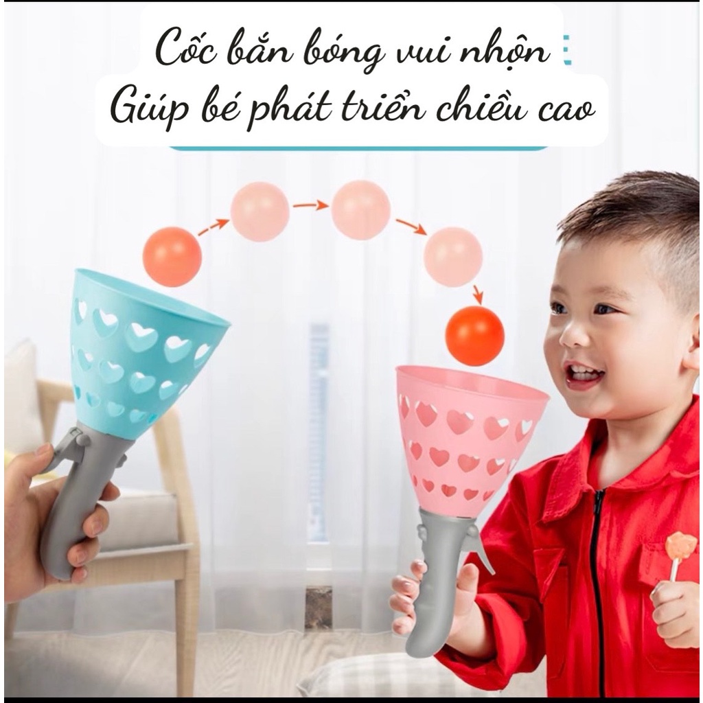 Cốc bắn bóng vui nhộn, cốc bắn bóng giúp phát triển chiều cao tặng kèm 4 bóng, bộ 2 cốc hứng kèm 4 bóng