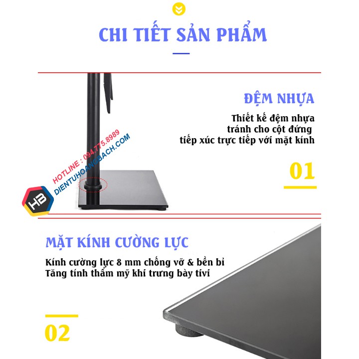 Chân Đế Tivi Đa Năng ErgoTek E605  32 - 43 Inch - Mặt Kính Cường Lực - Chân Tivi Đặt Bàn [ Cao Cấp Hơn DZ32 ]