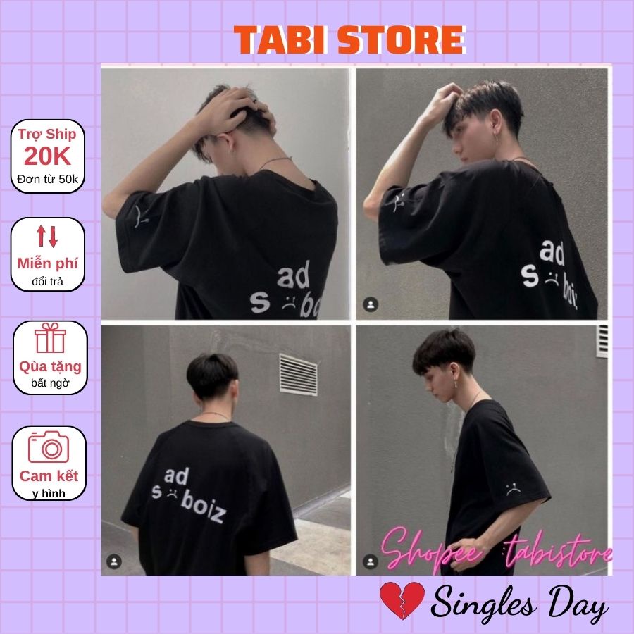 Áo thun unisex 💖 𝑭𝑹𝑬𝑬𝑺𝑯𝑰𝑷 💖 Áo thun tay lỡ unisex dáng rộng unisex dưới 75kg TABI STORE - Áo thun Sadboiz SAD Mặt buồn | BigBuy360 - bigbuy360.vn