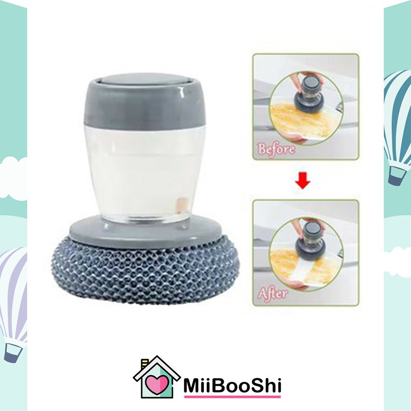 Dụng cụ cọ xoong nồi thông minh cầm tay 2in1 gắn chỗ đựng nước rửa bát MiibooShi 9541008199