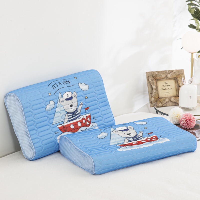 Gối cho bé cao su non cao cấp mềm mại êm ái, ruột gối cao su non đàn hồi tốt, vỏ gối tencel thấm hút mồ hôi thoáng khí
