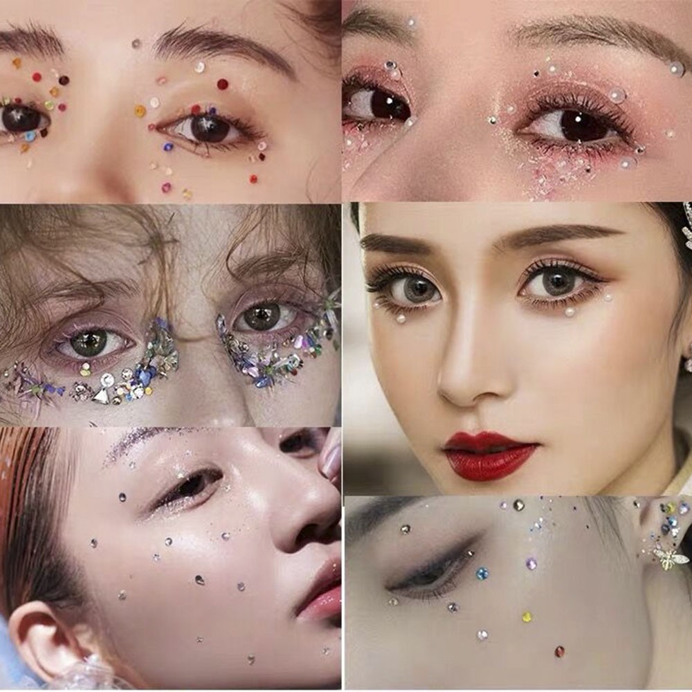 [Hàng mới về] Miếng dán kim cương giả hình giọt nước/hình tròn dùng để tự trang điểm cho đôi mắt/lông mày/trán/gương mặt