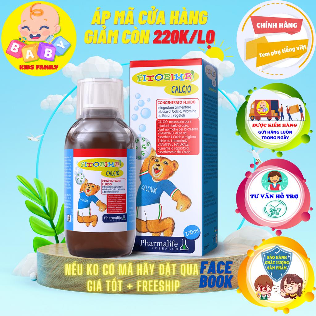 Siro Cho Bé FITOBIMBI CALCIO Bổ Sung Canxi Và Vitamin D Giúp Phát Triển Chiều Cao, Xương Răng Chắc Khỏe Chai 200ml