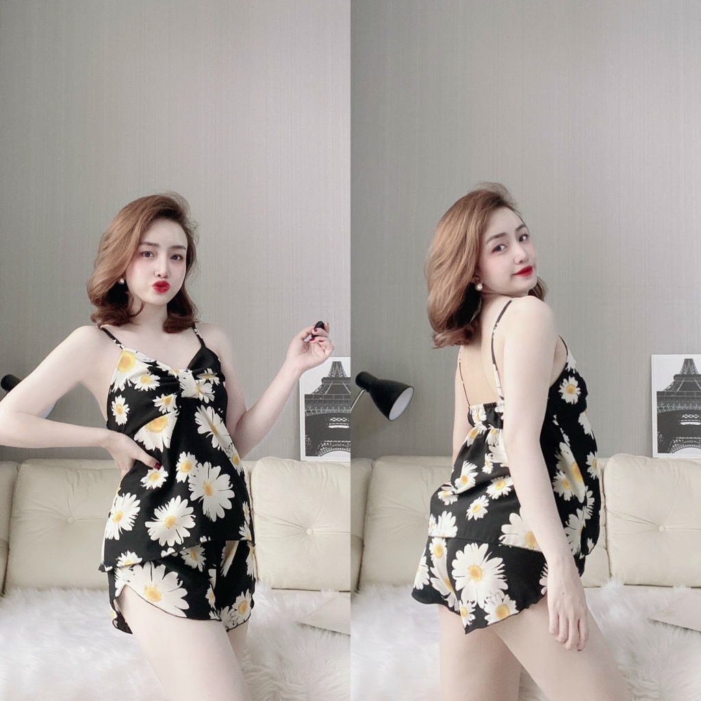 Bộ đồ ngủ hai dây sexy co giãn,mềm mịn Freesize dưới 60kg