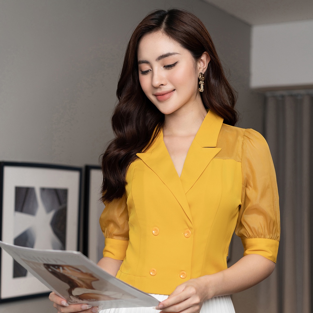 Áo Sơ Mi Nữ Cổ Vest Thời Trang Công Sở UK Fashion Phong Cách Hàn Quốc Chất Vải Mềm Mại, Thoáng Mát NKSM2112016