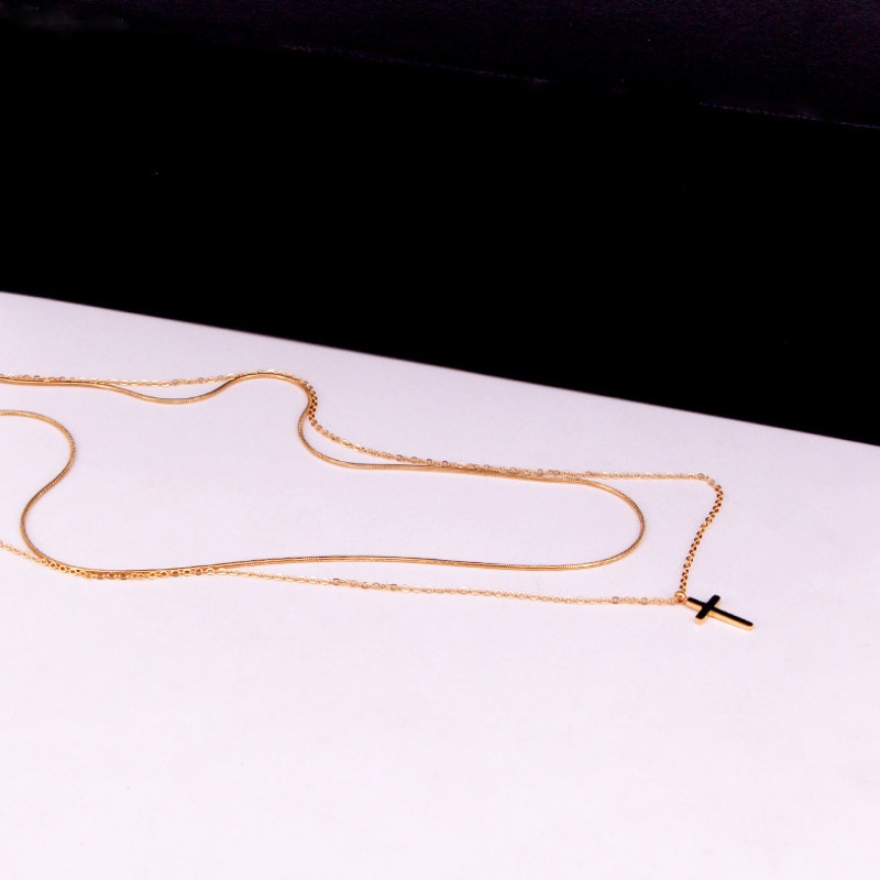 Dây Chuyền 2 Tầng Thánh Giá Titan Ko Han Rỉ TT 3817