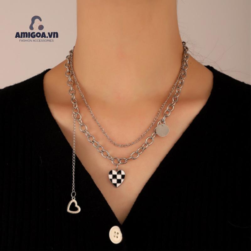 ✨✨Vòng cổ Dáng Dài Mặt Hình Bàn Cờ Độc Đáo Thời Trang