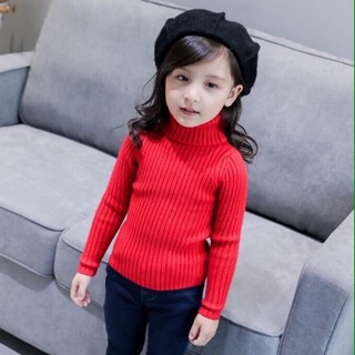 Áo len lông cừu cổ lọ bé trai bé gái